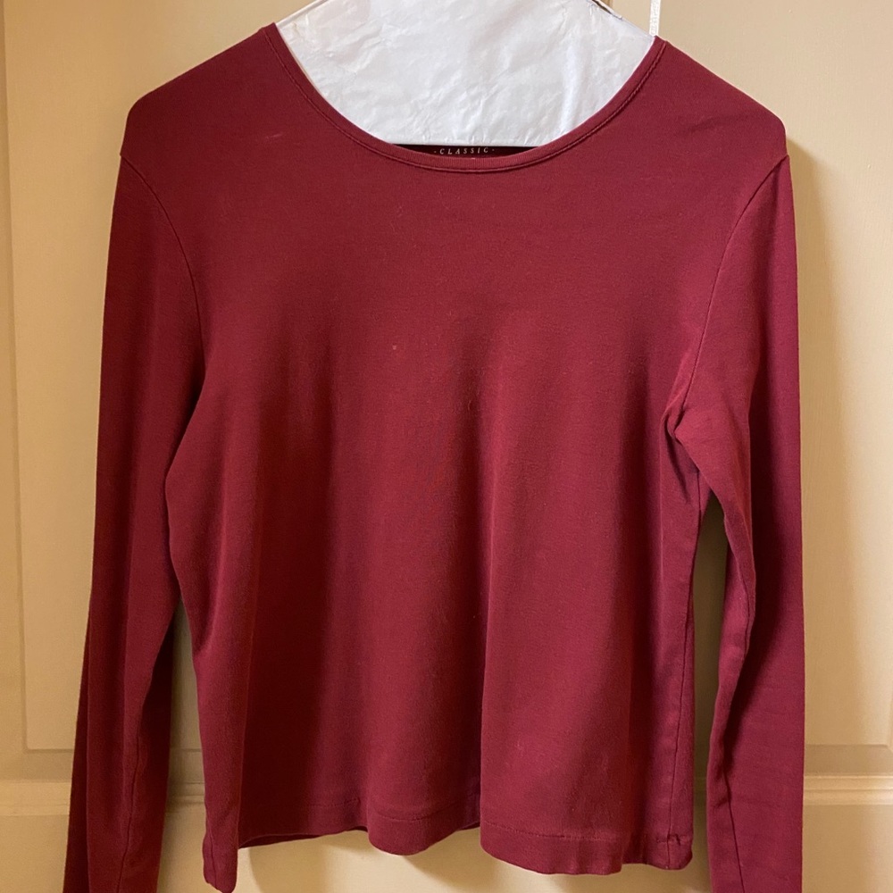 Crofts & Barrow Red Slim Fit Long Sleeve Tee, M